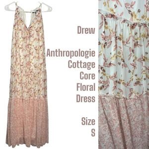 Anthropologie DREW Naomi Mixed Pink cottagecore Floral Maxi Color Boho Dress S